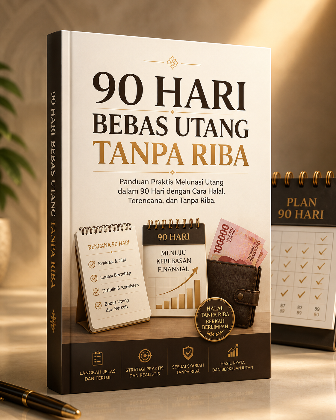 Mockup ebook 90 Hari Bebas Utang Tanpa Riba